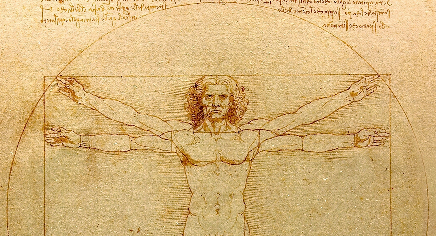 An image of Leonardo da Vinci's Vitruvian Man, Gallerie dell'Accademia, Venice, Italy